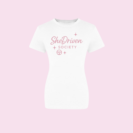 SheDriven Society White Tee